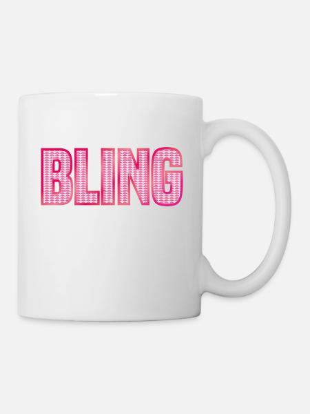 BLING pink rhinestone shiny jewelry - Mug - white