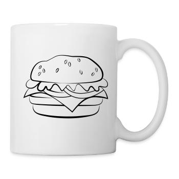 Burger Zeichnung - Tasse - Weiß - Rechts