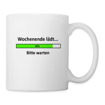 Wochenende lädt, Spruch, lustig - Tasse - Weiß - Rechts
