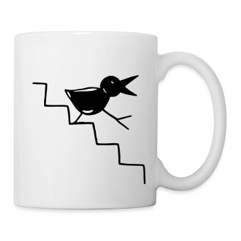 Oiseau descend les escaliers - Mug blanc - blanc - Droite