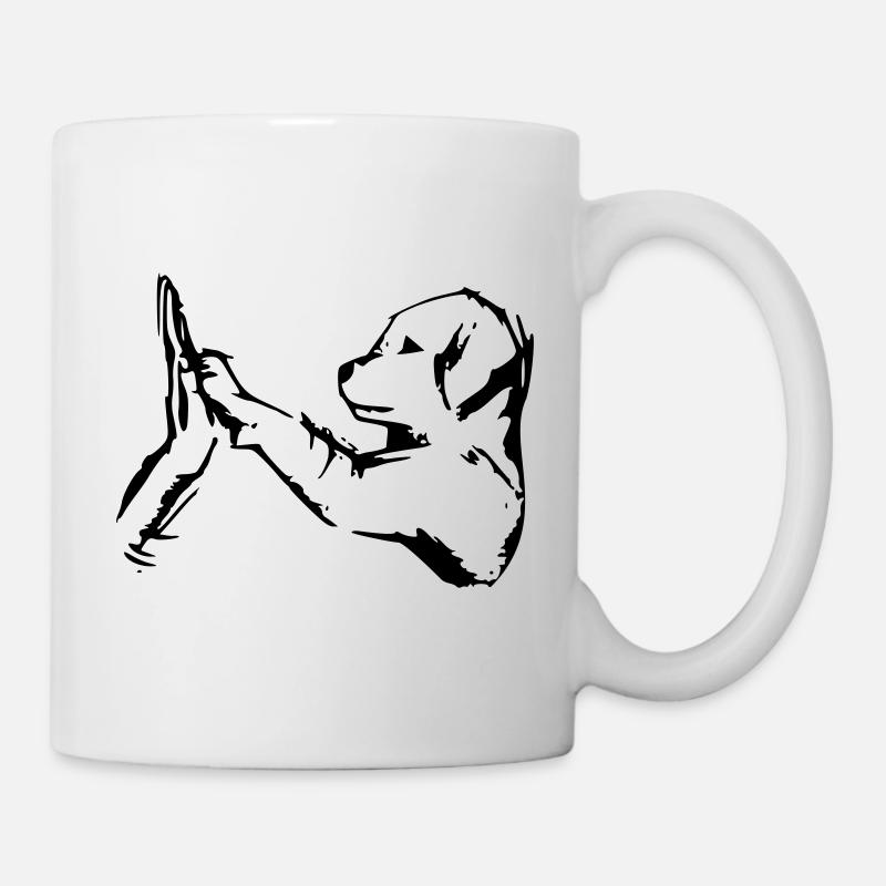 hund gibt 5 - high five - Tasse - Weiß