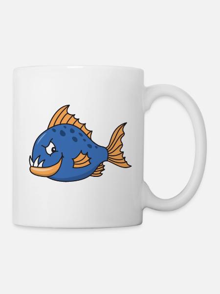 Lustiger Niedlicher Cooler Fisch Piranha - Tasse - Weiß