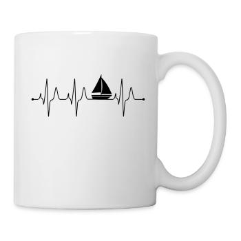 My heart beats faster when sailing – sailor ECG - Mug - white - Right