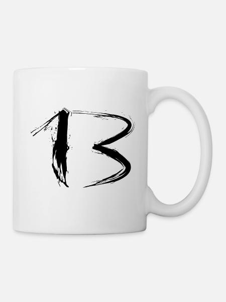 Number 13 favorite design brush black new - Mug - white