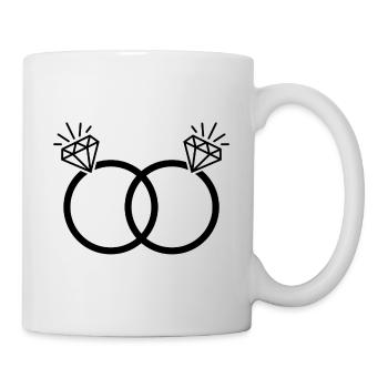 LGBT Eheringe Hochzeit JGA Paar Homo Ehe Diamant - Tasse - Weiß - Rechts