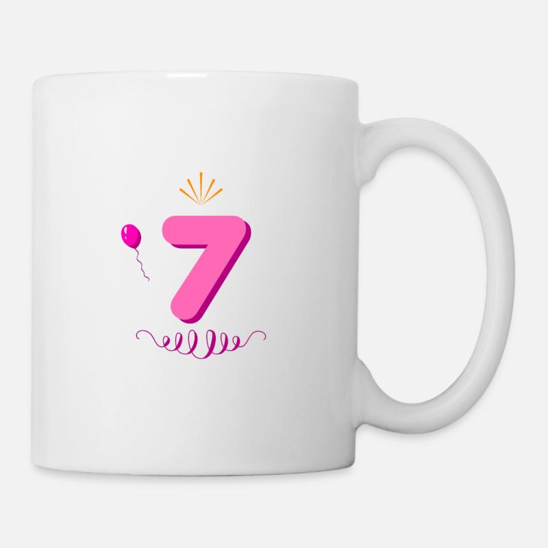7. Geburtstag Mädchen - Tasse - Weiß