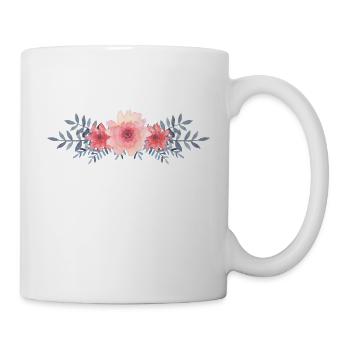Bannière florale - aquarelle - rose - Mug blanc - blanc - Droite