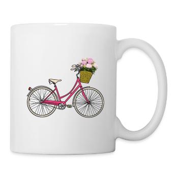 Bicycle with hydrangeas - Mug - white - Right