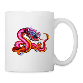 Mythology Chinese Dragon -pink / orange / silver - Mug - white - Right