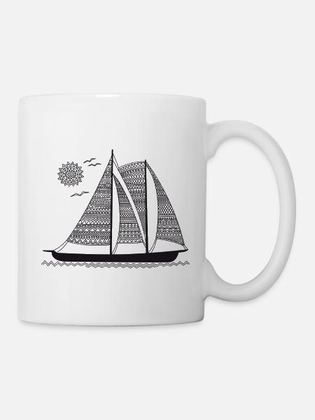schiff ethno - Tasse - Weiß