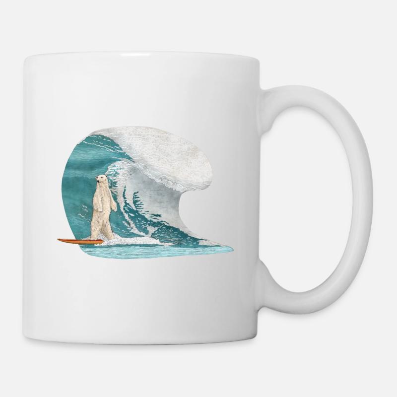 Der surfende Eisbär erwischt die perfekte Welle - Tasse - Weiß