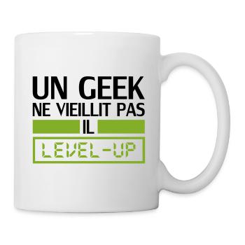 un geek ne vieillit pas il level up - Mug blanc - blanc - Droite