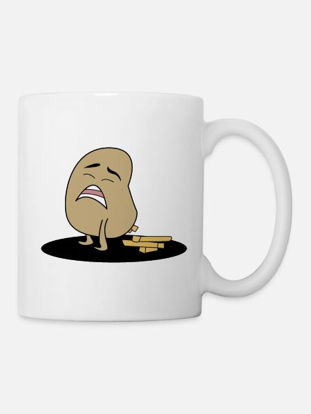 Kackende Kartoffel kackt Pommes Geschenk - Tasse - Weiß