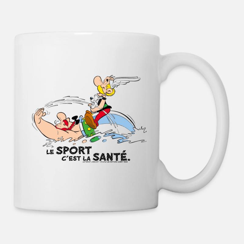 Asterix und Obelix schwimmen mit Idéfix - Tasse - Weiß