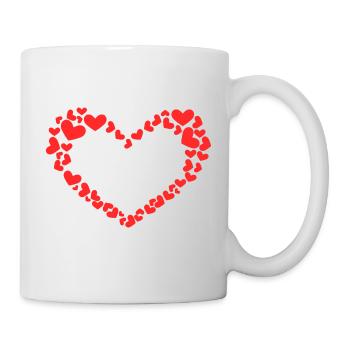 Heart design with many red hearts - Mug - white - Right