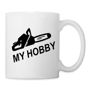 Motorsäge Kettensäge Hobby - Tasse - Weiß - Rechts