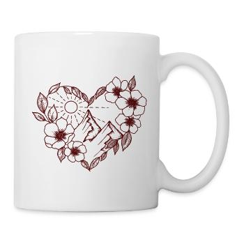 Berge im Blumenherz - Tasse - Weiß - Rechts