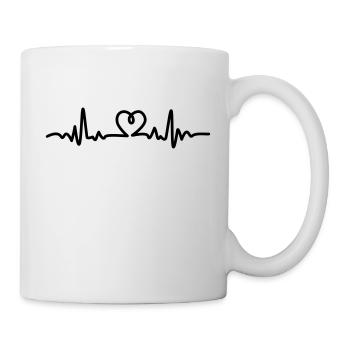 Herzschlag Puls Heartbeat Zeichnung mit Herz - Tasse - Weiß - Rechts