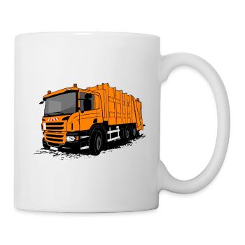 Müllauto - Müllfahrzeug - Tasse - Weiß - Rechts