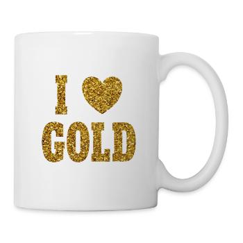 Gold Glitzer Effekt Glamour - Tasse - Weiß - Rechts