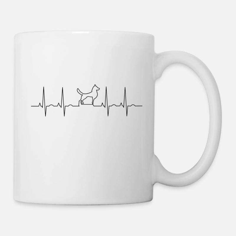 Herzschlag Puls, Hund, Wolf - Tasse - Weiß