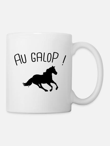 cheval au galop - Mug blanc - blanc