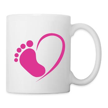 Baby foot heart pink - Mug - white - Right