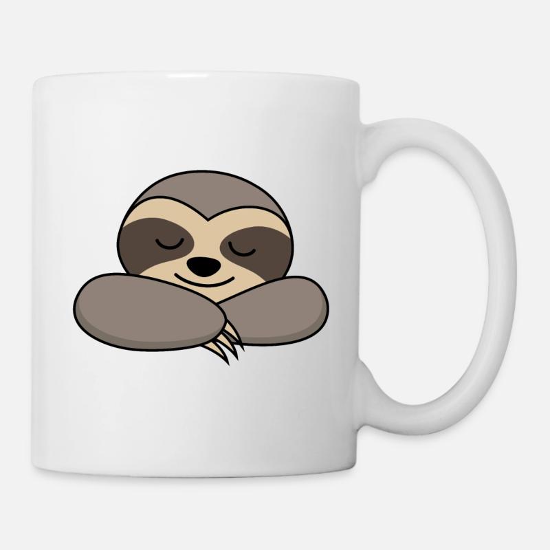 Faultier schlafen müde lustige Tiere Geschenk - Tasse - Weiß
