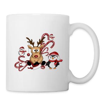 Reindeer penguin snowmen - Mug - white - Right