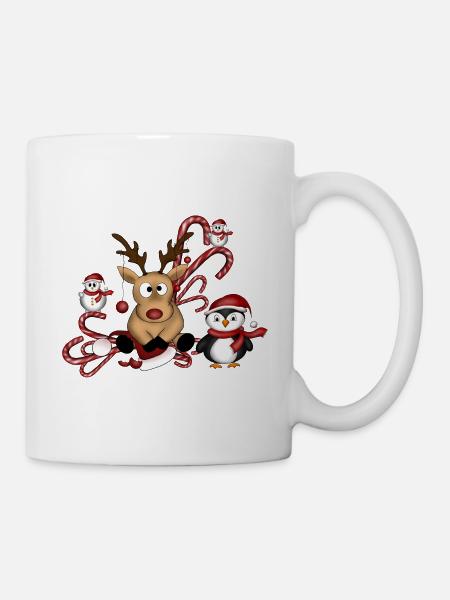 Rentier Pinguin Schneemänner - Tasse - Weiß