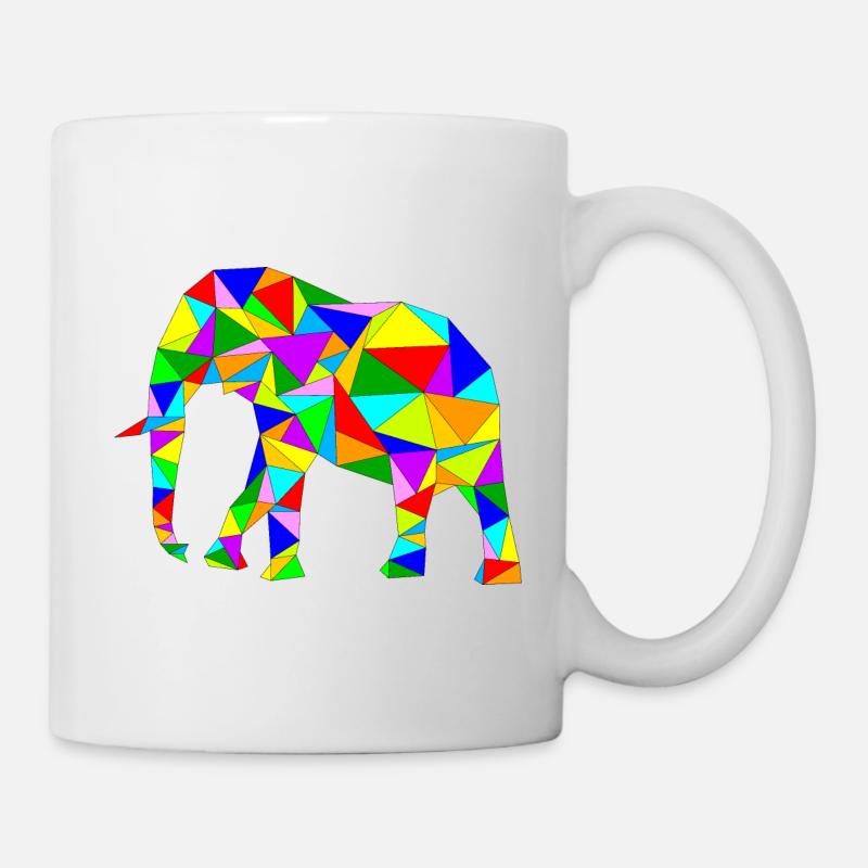 kunterbunter Polygon Elefant - Tasse - Weiß