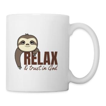 Relax und vertraue Gott Christentum Faultier - Tasse - Weiß - Rechts