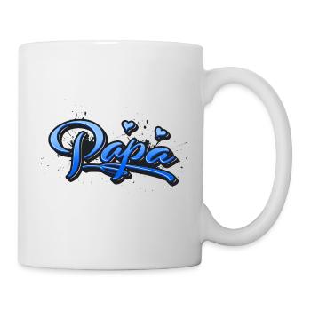 Papa blue Heart Splash Graffiti - Tasse - Weiß - Rechts