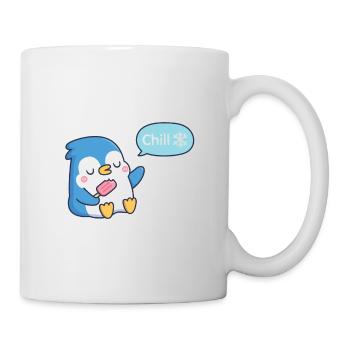 Cute Blue Penguin Says Chill sticker - Mug - white - Right