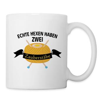 Zauberstäbe Hobby Stricken Handarbeit Geschenk - Tasse - Weiß - Rechts