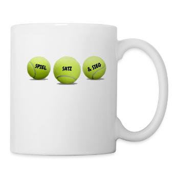 Tennis Spiel Satz & Sieg Tennisbälle Tenis - Tasse - Weiß - Rechts