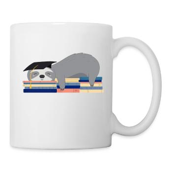 Sleeping sloth with hat after graduation - Mug - white - Right