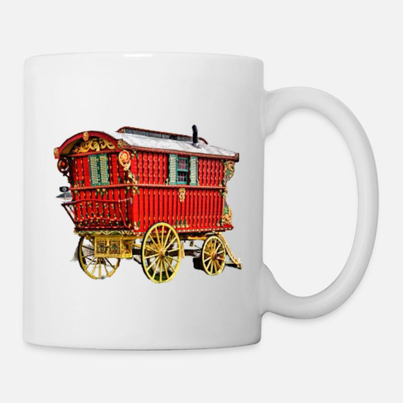 caravane gitane tirée par un cheval - Mug blanc - blanc