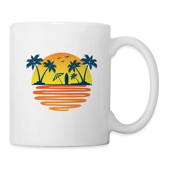 Palmen Sommer Sonne Meer und Strand - Tasse - Weiß - Rechts