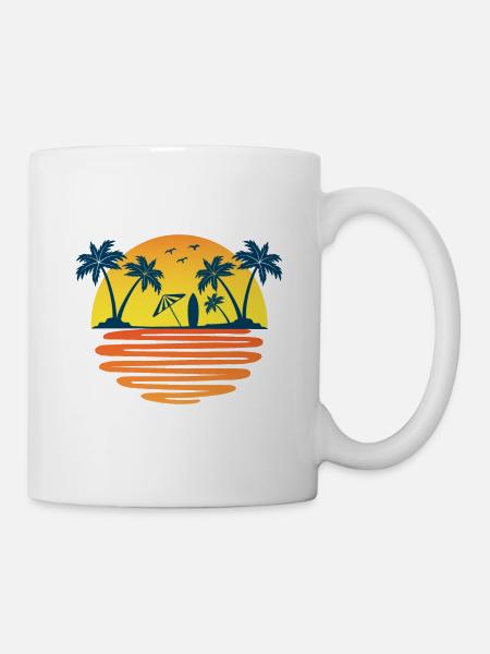 Palmiers Été soleil mer et plage - Mug blanc - blanc