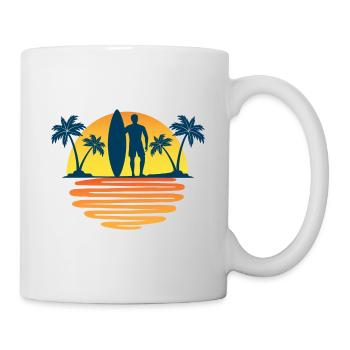Surf surfer mer soleil vagues et palmiers - Mug blanc - blanc - Droite
