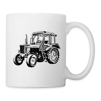 Belarus Traktor Landwirt Geschenk Stall - Tasse - Weiß - Rechts