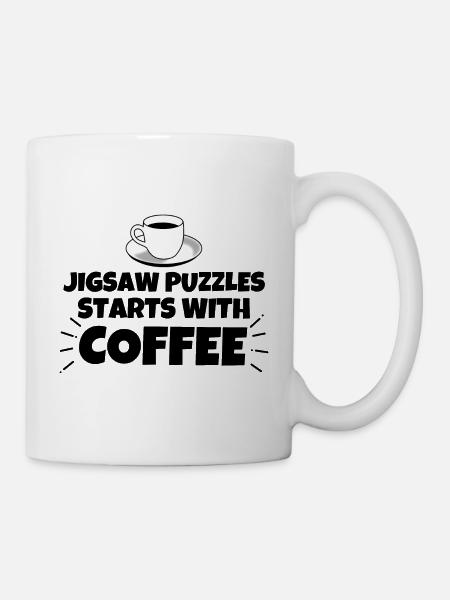 Puzzles lustiger Spruch Kaffee - Mugg - vit