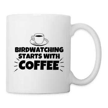Vögel beobachten lustiger Spruch Kaffee - Tasse - Weiß - Rechts