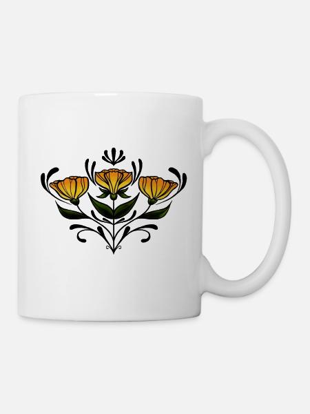 Yellow Symmetrical Flower - Tasse - Weiß