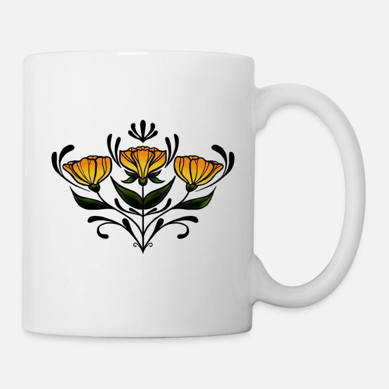 Yellow Symmetrical Flower - Tasse - Weiß
