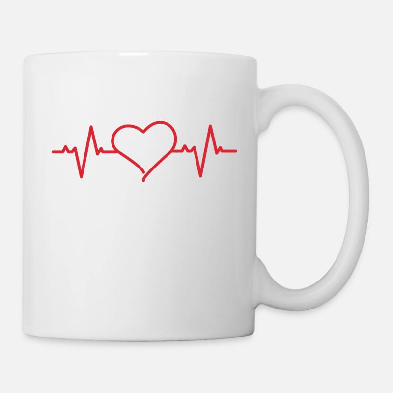 Herz mit Herzfrequenz - Tasse - Weiß