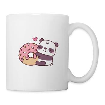 Cute Panda Bear Hugging Donut - Mug - white - Right
