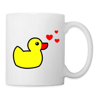 Canard grinçant Jaune Saint-Valentin - Mug blanc - blanc - Droite