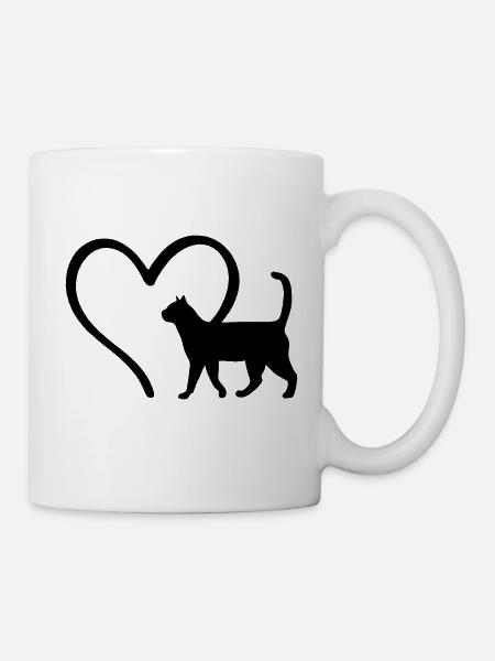 Katzen Herz Katzenliebhaber - Tasse - Weiß